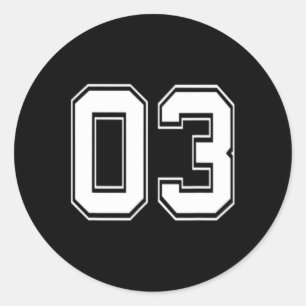 Number 03 Bysebyll Footbyll Soccer Birthday Gift Classic Round Sticker