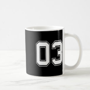Number 03 Bysebyll Footbyll Soccer Birthday Gift Coffee Mug