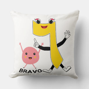 Number 07 Cute Cartoon Mascot Vector Illustration Cushion