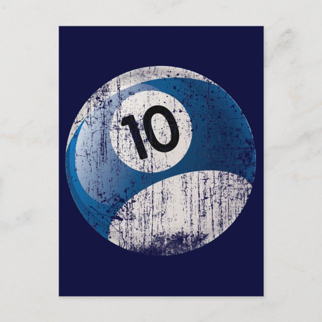 NUMBER 10 BILLIARDS BALL - ERODED STYLE POSTCARD (Front)