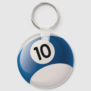 NUMBER 10 BILLIARDS BALL KEY RING