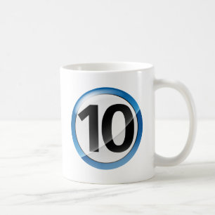 Number 10 blue coffee mug
