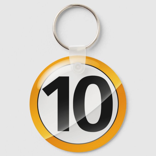 Number 10 gold Key Chain (Front)