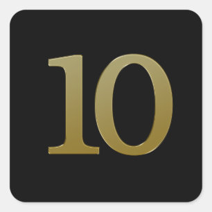 Number 10 Gold Square Sticker