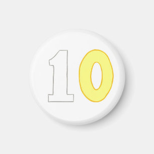Number 10 magnet with white and yellow