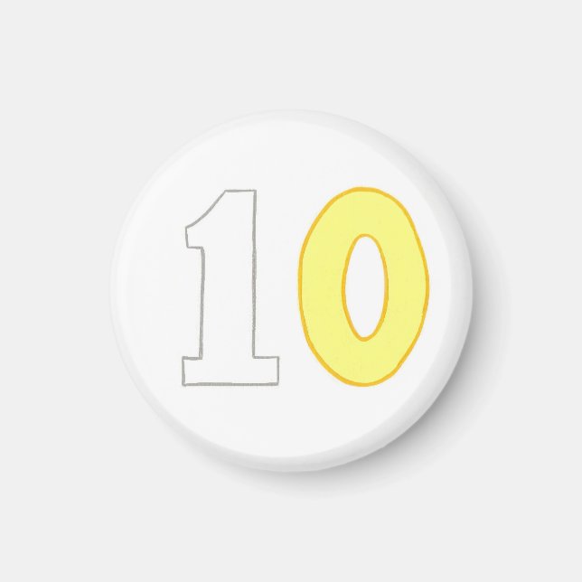 Number 10 magnet with white and yellow (Front)