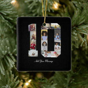 Number 10 Photo Collage Ceramic Ornament