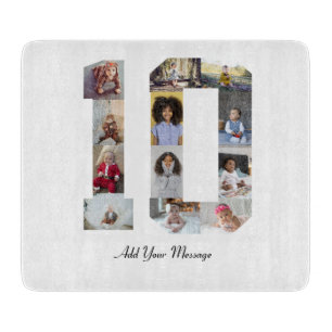 Number 10 Photo Collage Cutting Board