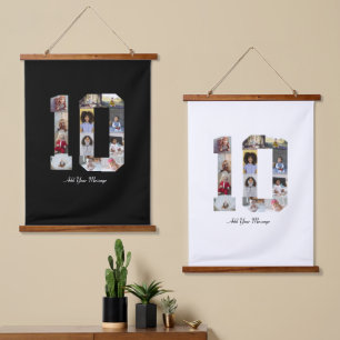 Number 10 Photo Collage Hanging Tapestry