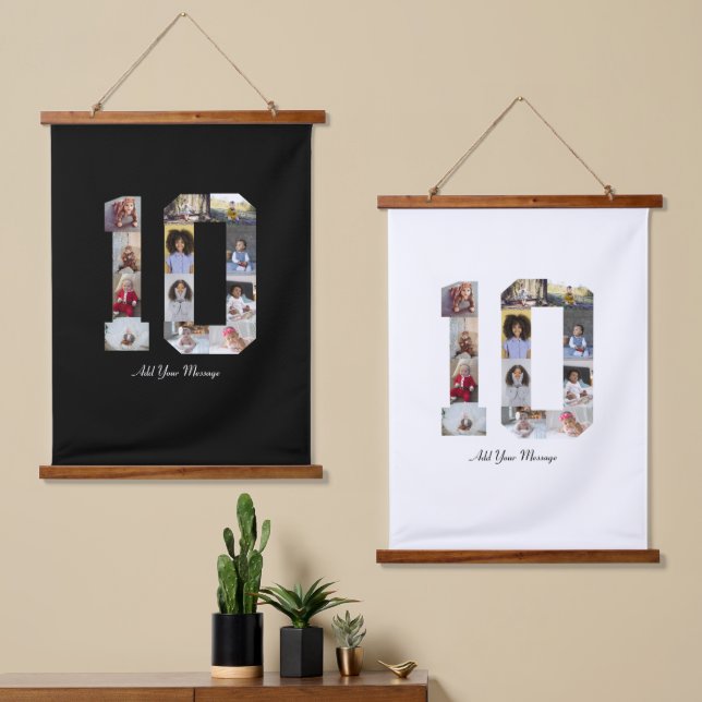 Number 10 Photo Collage Hanging Tapestry (Asymmetrical)