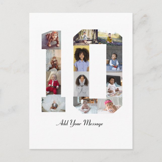 Number 10 Photo Collage Postcard (Front)