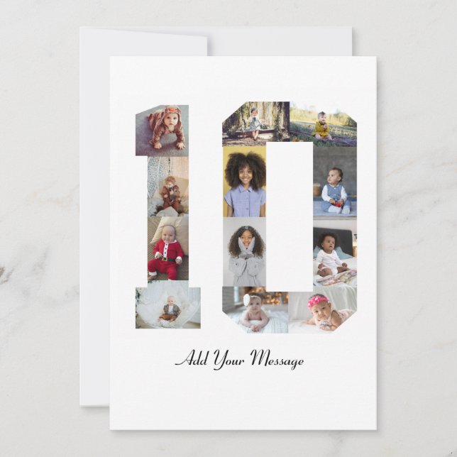 Number 10 Photo Collage Thank You Card (Front)