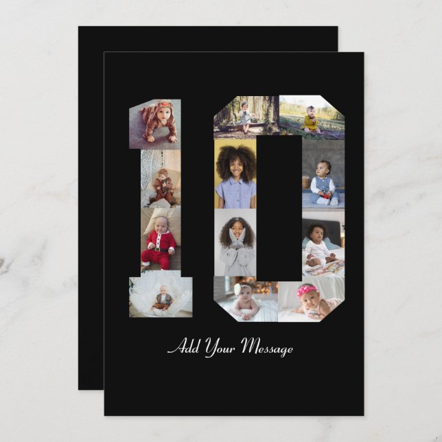 Number 10 Photo Collage Thank You Card (Front/Back)