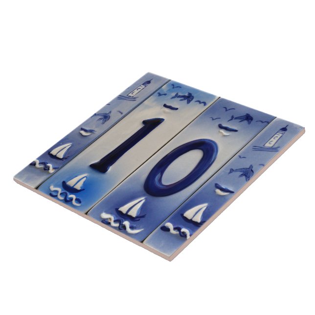 Number 10, Seaside Delft. Ceramic Tile (Side)