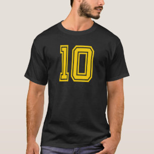 Number #10 Sports Jersey Yellow Retro Lucky Number T-Shirt