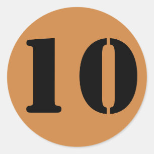 Number 10 Ten Peru Gold Stencil Numbers by Janz Classic Round Sticker