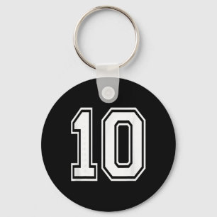 Number 10 Varsity Style Bold Sports Birthday Jerse Key Ring
