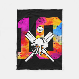 Number 10 Years Cricket 10th Birthday 1 Fleece Blanket