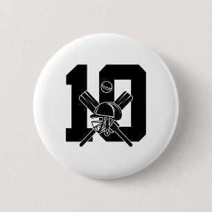 Number 10 Years Cricket 10th Birthday 6 Cm Round Badge
