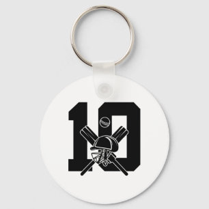 Number 10 Years Cricket 10th Birthday Key Ring