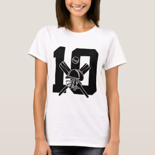 Number 10 Years Cricket 10th Birthday T-Shirt