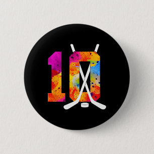 Number 10 Years Ice Hockey 10th Birthday (2) 6 Cm Round Badge