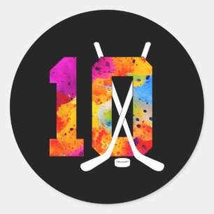 Number 10 Years Ice Hockey 10th Birthday (2) Classic Round Sticker