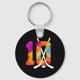 Number 10 Years Ice Hockey 10th Birthday (2) Key Ring