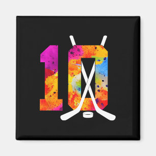 Number 10 Years Ice Hockey 10th Birthday (2)  Magnet