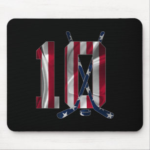 Number 10 Years Ice Hockey 10th Birthday Mouse Pad