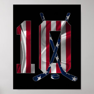 Number 10 Years Ice Hockey 10th Birthday  Poster