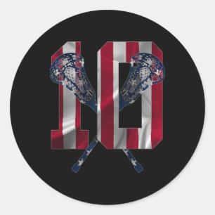 Number 10 Years Lacrosse 10th Birthday  Classic Round Sticker