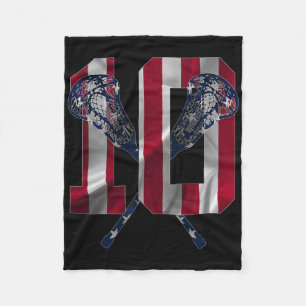Number 10 Years Lacrosse 10th Birthday Fleece Blanket