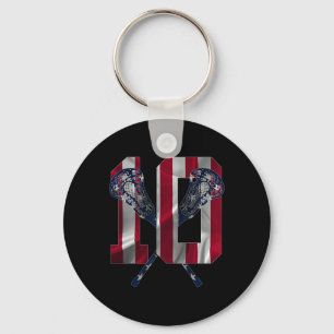 Number 10 Years Lacrosse 10th Birthday Key Ring