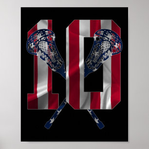 Number 10 Years Lacrosse 10th Birthday Poster