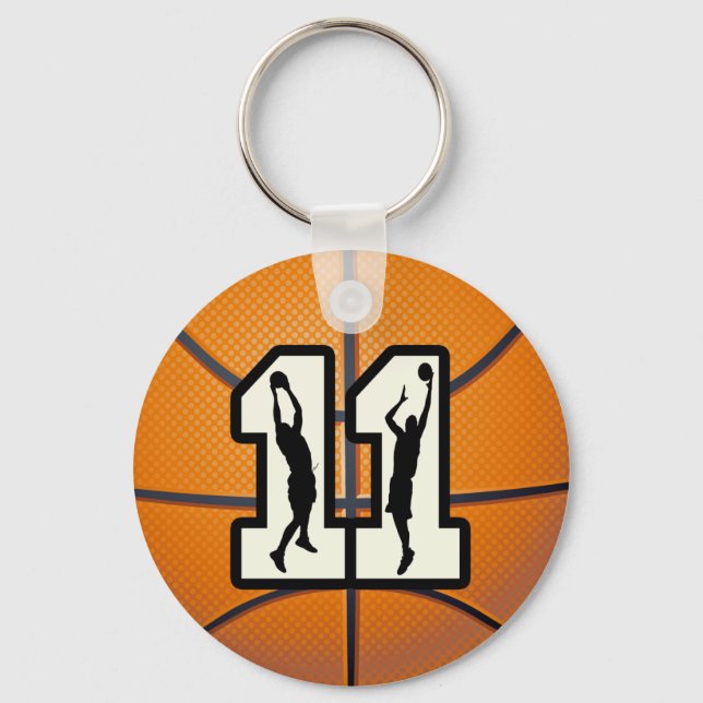 Number 11 Basketball and Players Key Ring (Front)