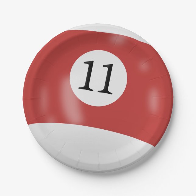 Number 11 billiard ball paper plate (Front)