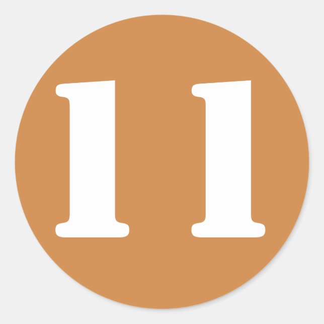 Number 11 Eleven Peru Gold Stencil Numbers by Janz Classic Round Sticker (Front)