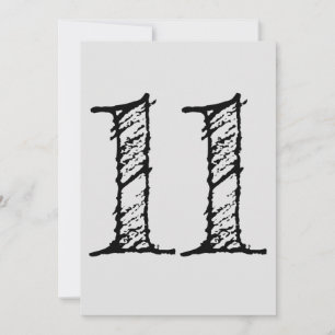 number 11 number eleven giant manuscript invitation