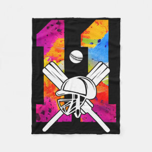 Number 11 Years Cricket 11th Birthday Fleece Blanket