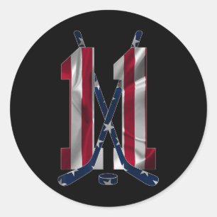 Number 11 Years Ice Hockey 11th Birthday (1)  Classic Round Sticker