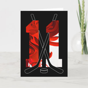 Number 11 Years Ice Hockey 11th Birthday _3 Card