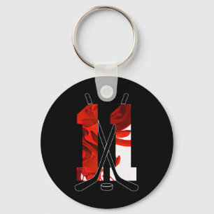 Number 11 Years Ice Hockey 11th Birthday _3 Key Ring
