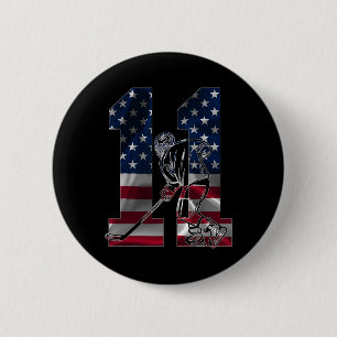 Number 11 Years Ice Hockey 11th Birthday 6 Cm Round Badge