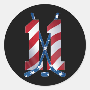 Number 11 Years Ice Hockey 11th Birthday Classic Round Sticker