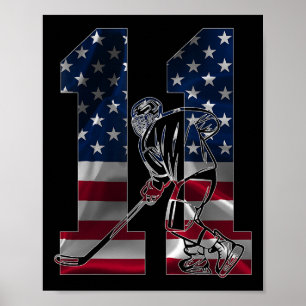 Number 11 Years Ice Hockey 11th Birthday  Poster