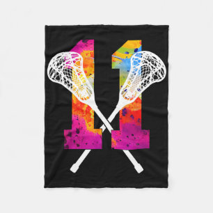 Number 11 Years Lacrosse 11th Birthday Fleece Blanket