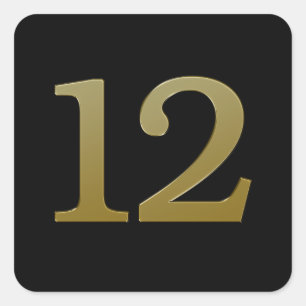 Number 12 Gold Square Sticker