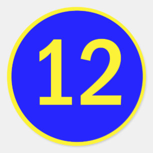 number 12 in a circle classic round sticker