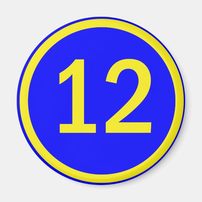 number 12 in a circle magnet (Front)